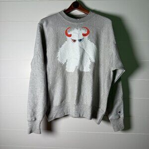 Monstrous Flagship Champion Sweatshirt Crewneck Reverse Weave Light Gray Sz Med